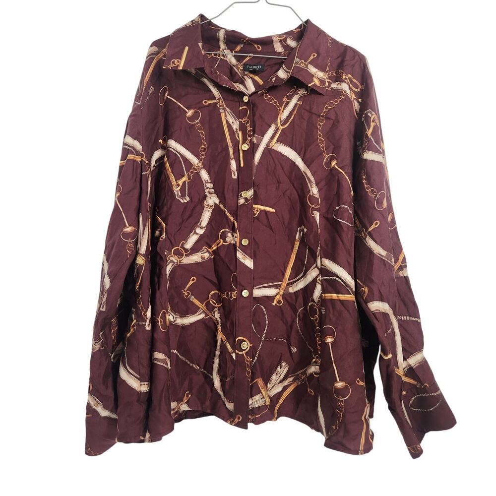 Talbots Long Sleeve Button Down Top Womens Plus Size Petite 22WP